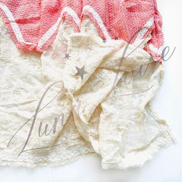 POL Clothing Overall Patchwork Lace & Crochet Dress In Salmon Pink NEW! - Picture 8 of 14